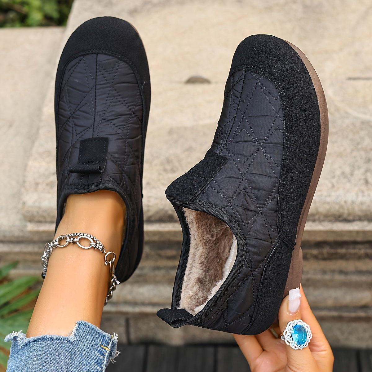 Gwendolin – Dámske zimné nazúvacie topánky s teplou flísovou podšívkou